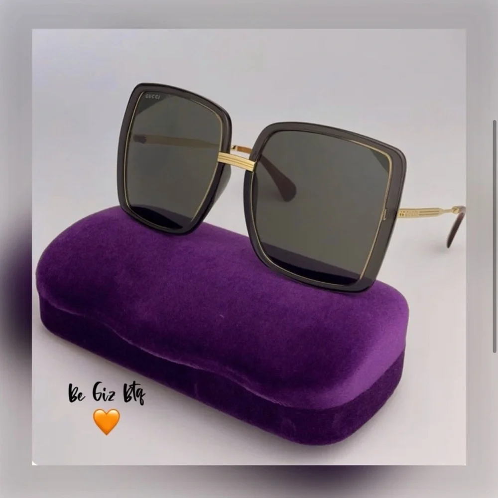 GUCCI Authentic Gold Gray Metal Square Oversized Sunglasses GG0903S 001 60MM NWT